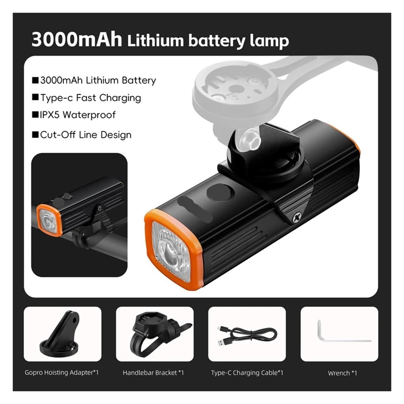 1 luz Delantera de Bicicleta de Doble Uso de 600 lúmenes.