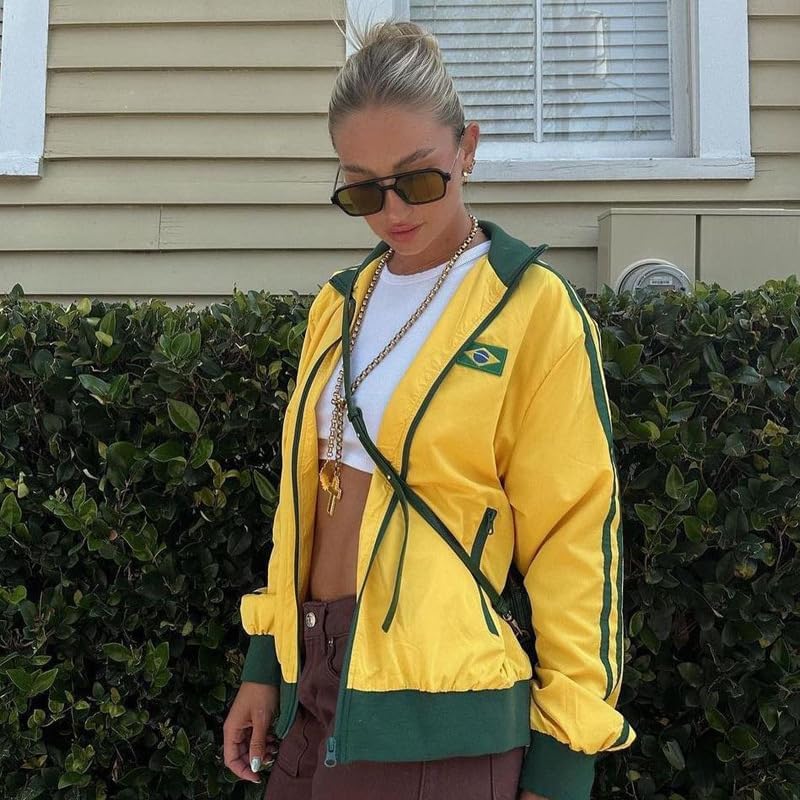 heyheyshine Womens Zip Up Sweatshirts Jackets Brazil Graphic Long Sleeve Casual Loose Aesthetic Trendy Outwear with Pockets - Image 2