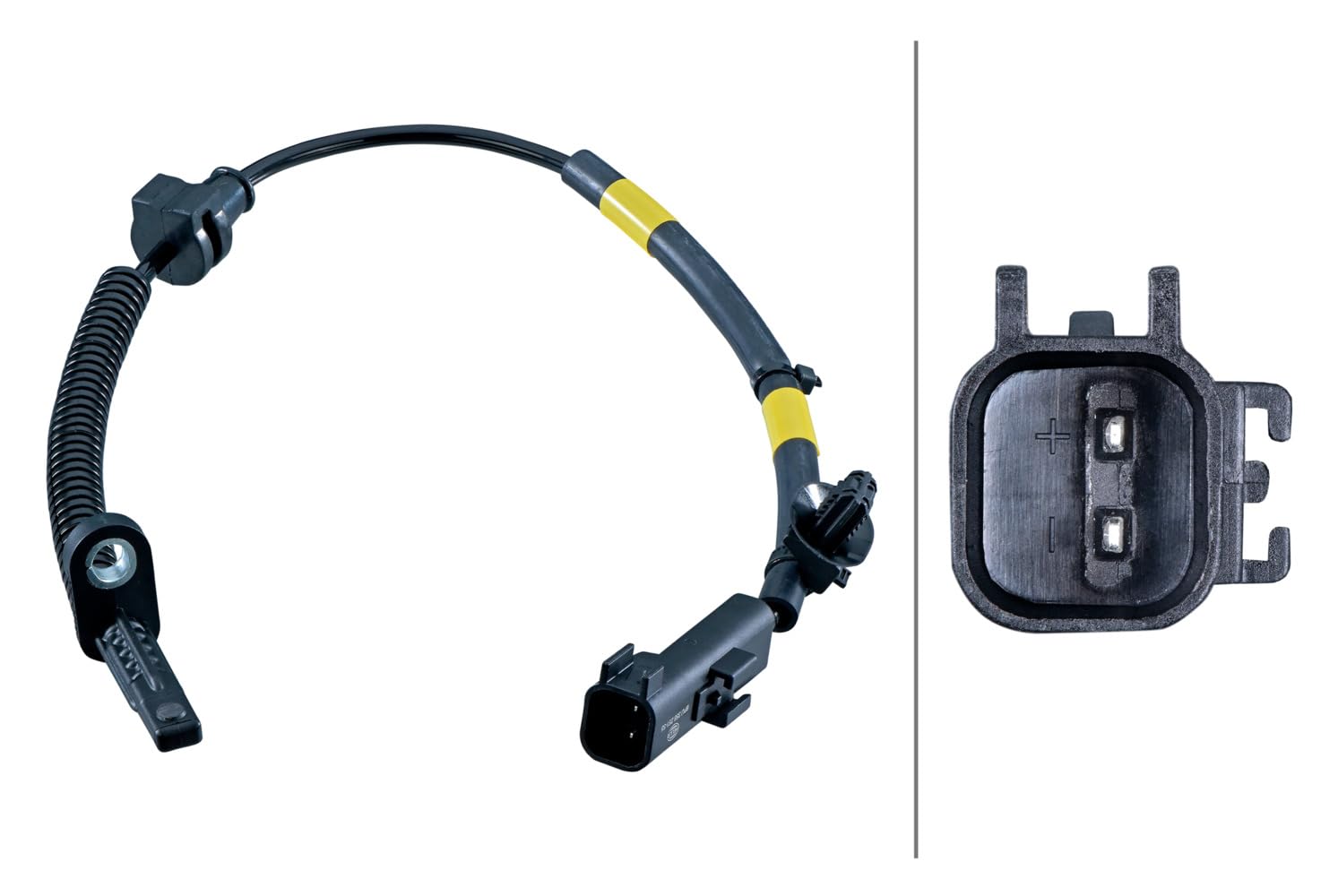 HELLA 6PU 358 251-551 Sensor, Raddrehzahl - 2-polig - Hinterachse - Kabel: 364mm - mit Befestigungsclips am Kabel