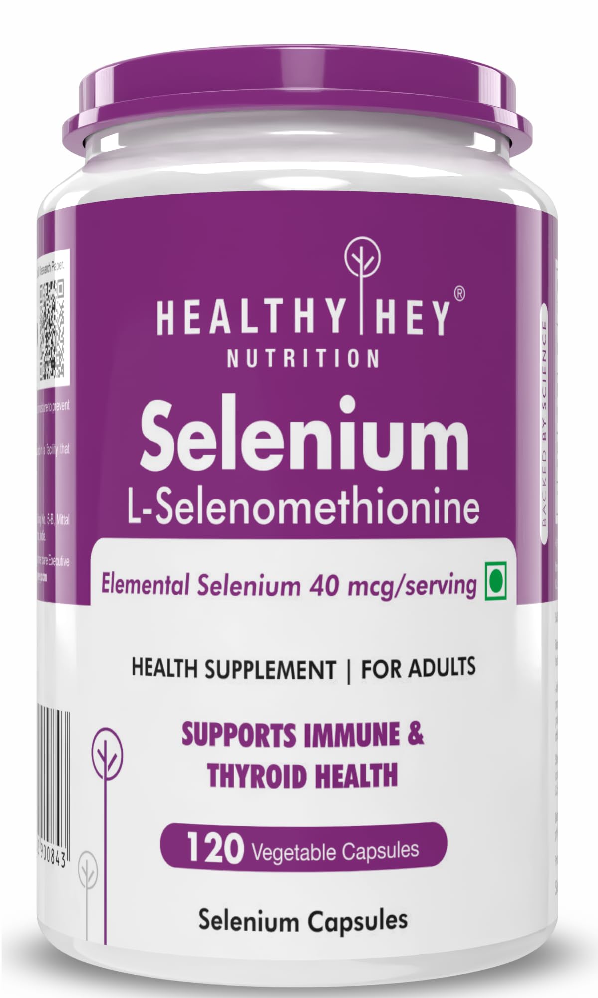 HealthyHey Nutrition Selenium 40mcg, 120 Capsules | Immune Support & Superior Absorption | Non-GMO