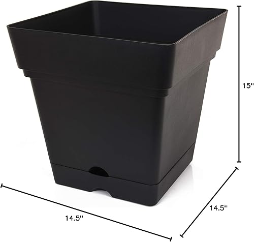 Miniatura 3 de Mintra Home Maceta de jardín con ruedas, grande (14.5 pulgadas de ancho x 15 pulgadas de alto), color fucsia, maceta colorida, maceta