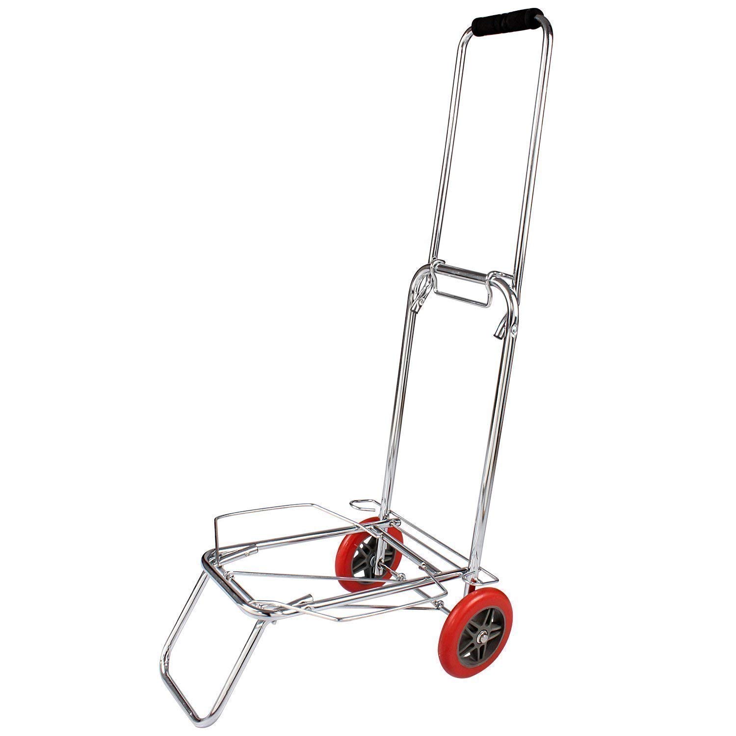 Luxafare 2 Wheel Portable Luggage Hand Cart Trolley Heavy Duty Stainless Steel Folding Trolley Travel Handheld Luggage Trolley Carrier Cart Luggage Hand Cart Trolley for Home Office Shopping Cart-picture-37