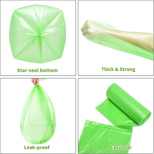 Miniatura 5 de Bolsas de basura biodegradables (gruesas), 5.2 galones  20 litros, bolsas de basura multiusos fuertes sin perfume para cocina, baño, dormitorio y