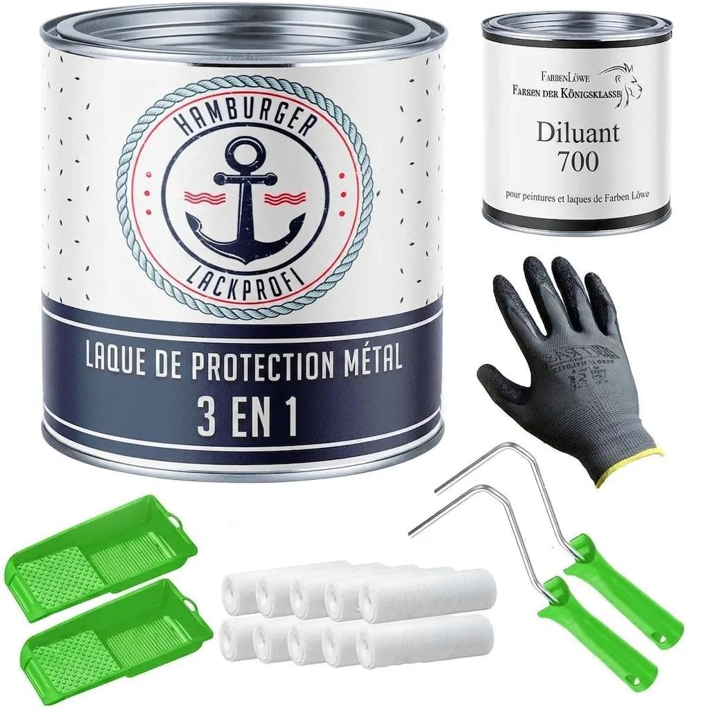 Vernis de protection en métal 3 en 1, bleu nuit RAL 5022, Couleur de protection métallique 3 en 1, Fond de teint, protection contre la rouille et peinture au plafond dans un vernis, bleu