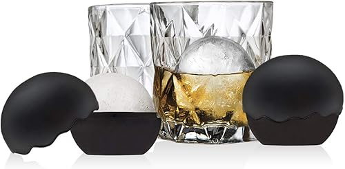Godinger Vasos de whisky Barware Old Fashion con 2 moldes de bolas de hielo de whisky refrigerado, juego de 2