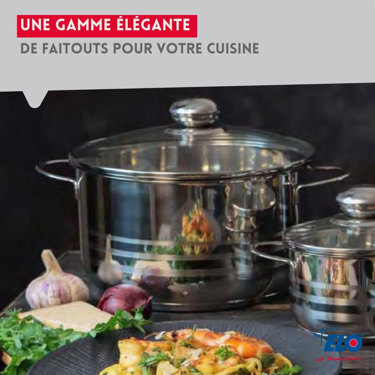 Elo Batterie cuisine 2 poêles 24/32 cm et 2 faitouts 12/14 cm