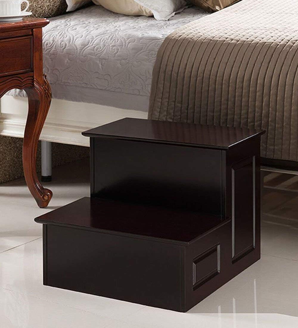 Shower Stool,Extending Portable Wood 2 Steps Ladder Stool with Storage Box Bedside Stepping Stool Change Shoe Stool for Bath Kitchen