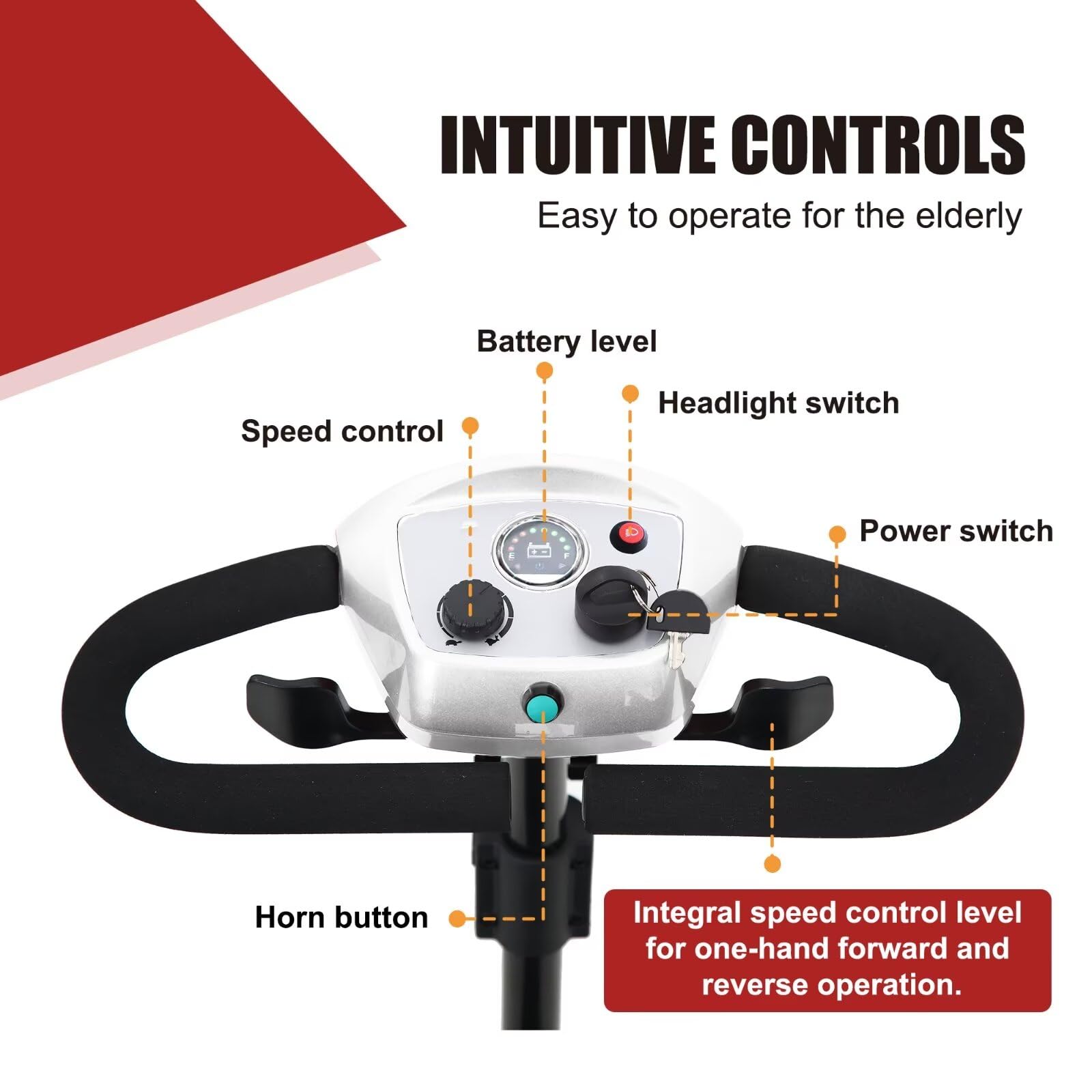 4 Wheel Mobility Scooters for Adults, Folding Mobility Scooter for Seniors, 400 lb Capacity Electric Scooter with Basket, Powered Mobility Scooter for Travel, Long Range Power Battery-White