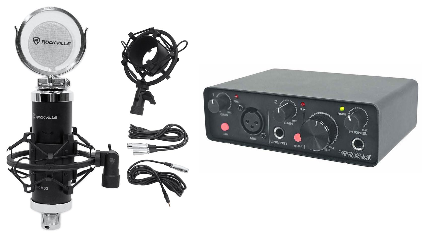 Amazon.com: Rockville Bundle: R-Track Solo Recording USB C Audio