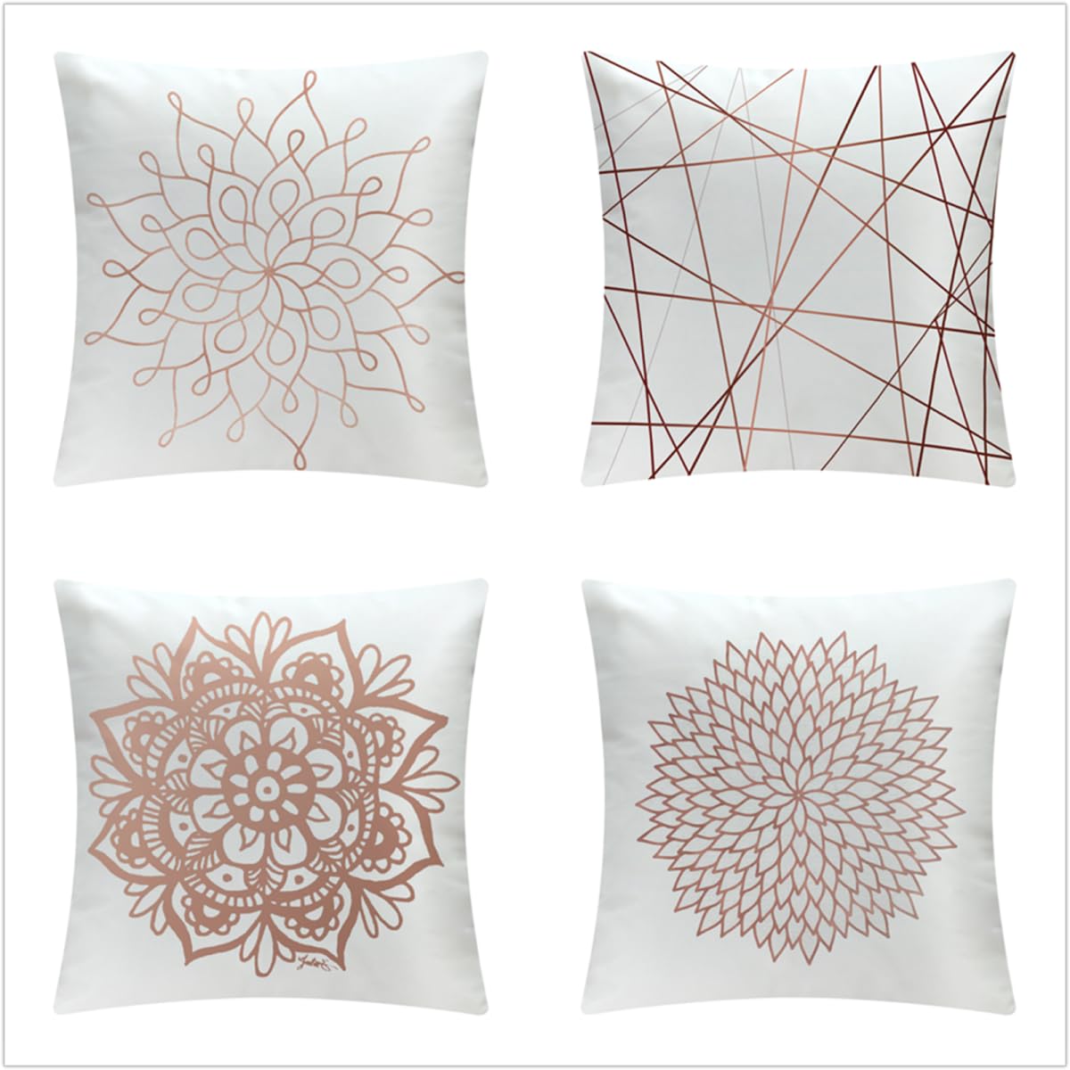 Fundas Cojines 65x65cm,Funda Cojin Modernas Juego de 4 Funda de Almohada Elegantes Decorativa para Sofá Coche Cama Sillas Líneas geométricas Doradas