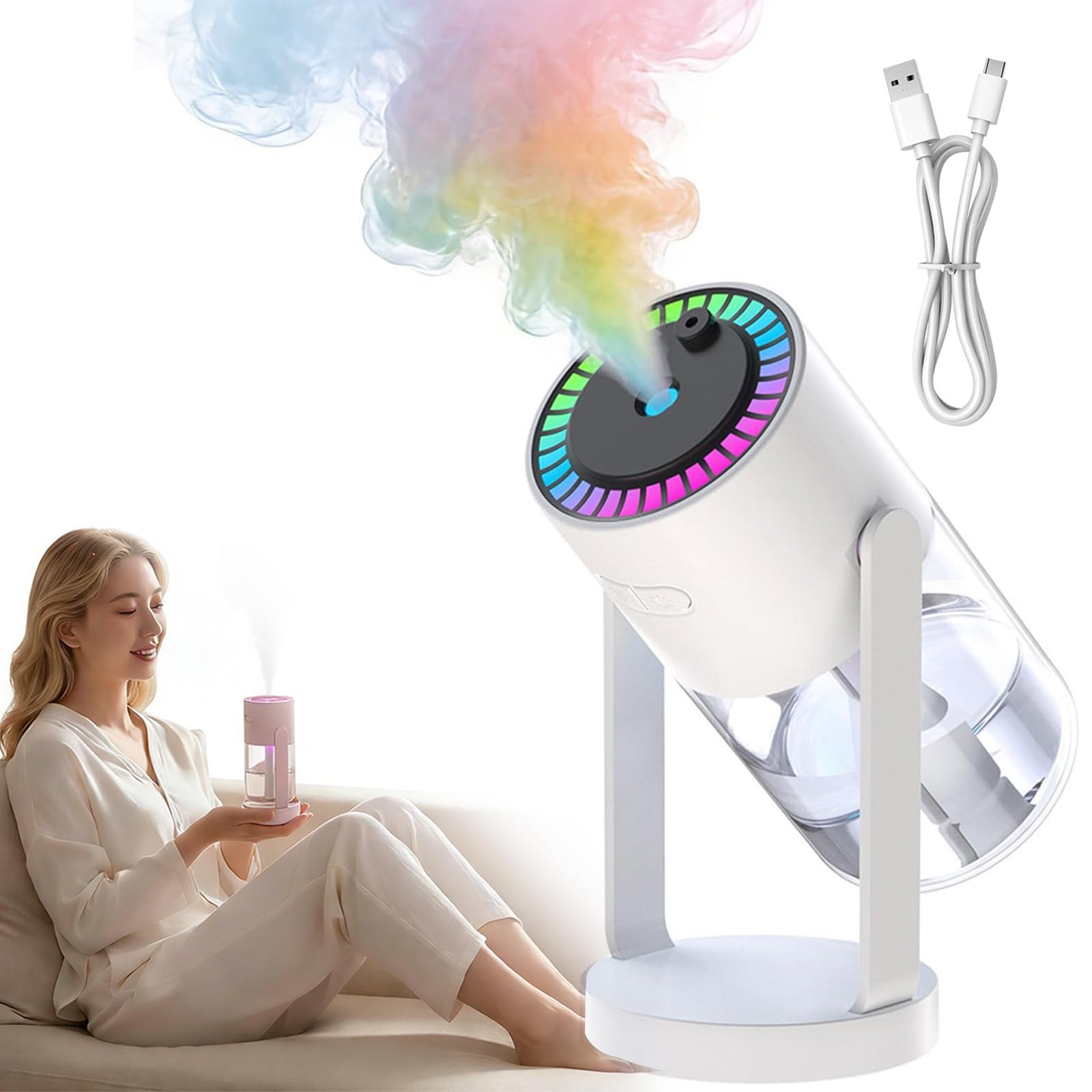 Humidifiers for Bedroom 2 in 1 Humidifier and Star Projector Night Light USB 360 Rotatable Cool Mist Humidifier