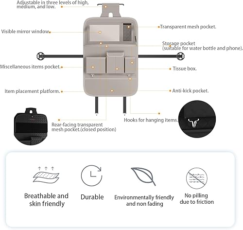 Miniatura 3 de GMQ Organizador de asiento trasero de automóvil, 1 paquete, organizador de asiento trasero con bandeja, caja de almacenamiento multifuncional para