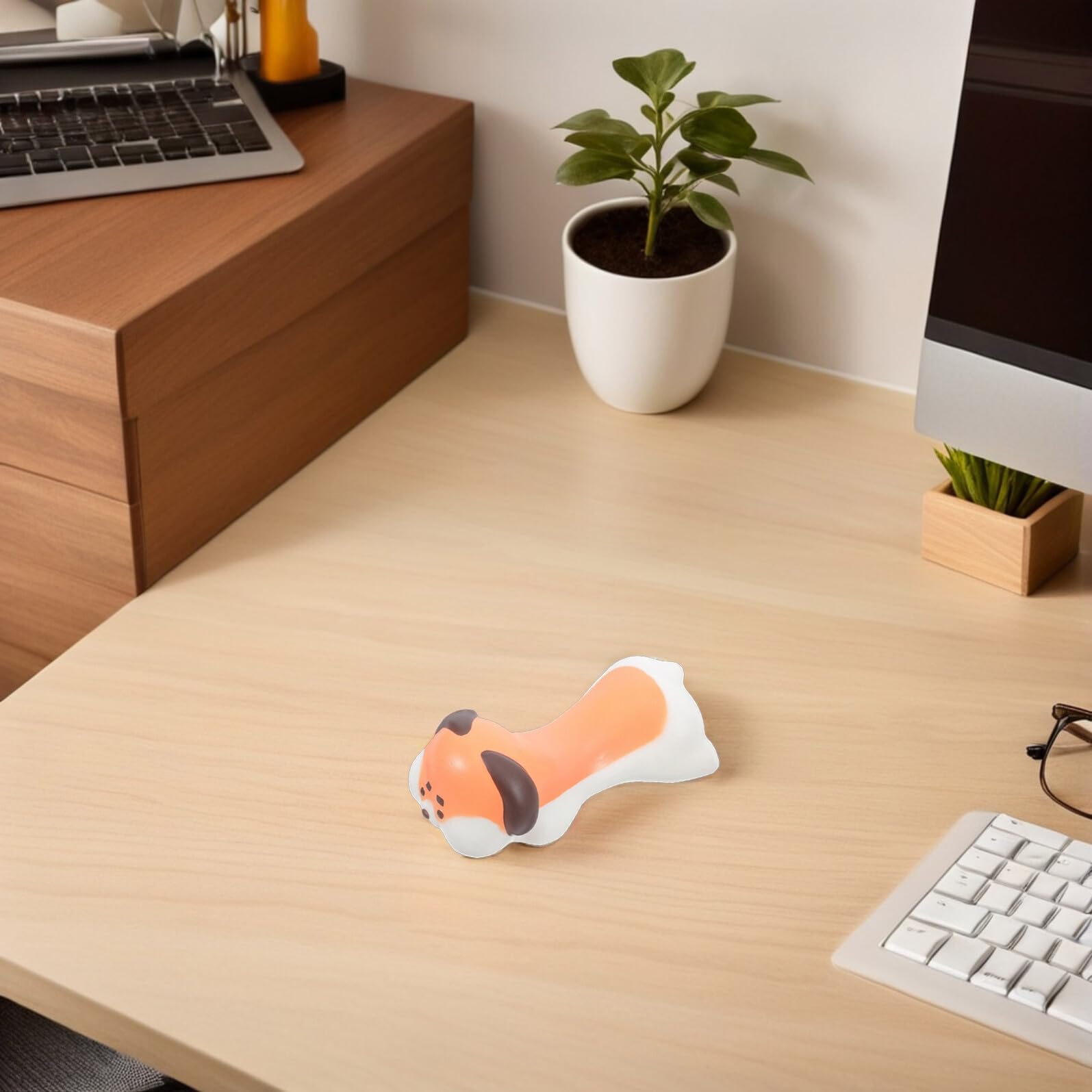 5 Pezzi Tappetino per Mouse a Forma di Cucciolo in Memory Foam Ergonomico con Poggiapolsi Antiscivolo, Supporto Comodo per Polso per Ufficio e Gaming, Accessorio Scrivania