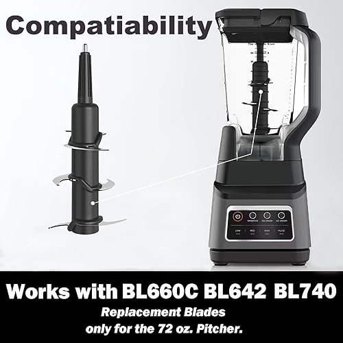 Miniatura 2 de Blender 6 cuchillas de repuesto compatibles con jarra Ninja de 72 onzas, piezas de repuesto compatibles con Ninja Blender 1100 1200 1500 vatios