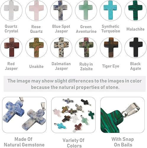 Miniatura 2 de Fashewelry Colgantes colgantes de cristal curativo, Piedra, Ojo de Tigre Ágata Jaspe