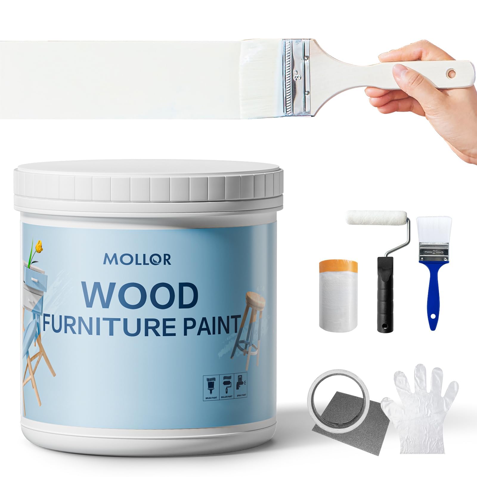 Mollor Matte Wood Furniture Paint in White