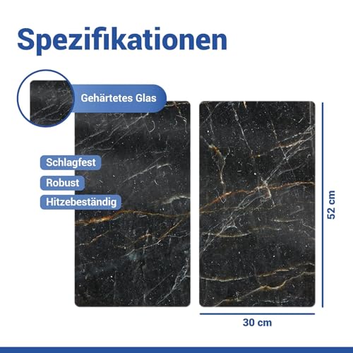 Allstar Herdabdeckplatte aus Glas, 2er Set, für Glaskeramik- und Induktionskochfelder, Herdabdeckung… – Ansicht 6