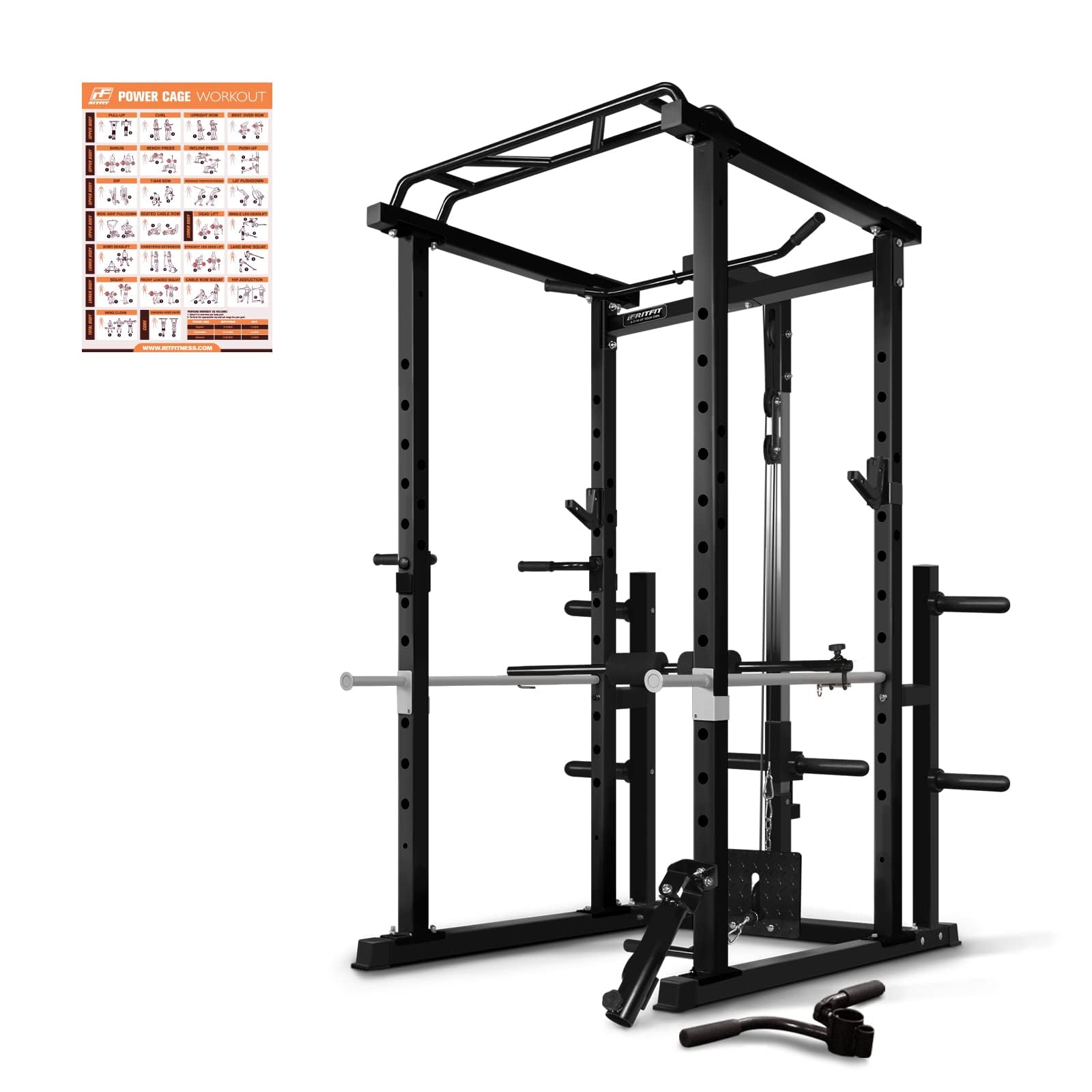 Ritfitpower Cage With Optional Lat Pulldown Cable Crossover Smith