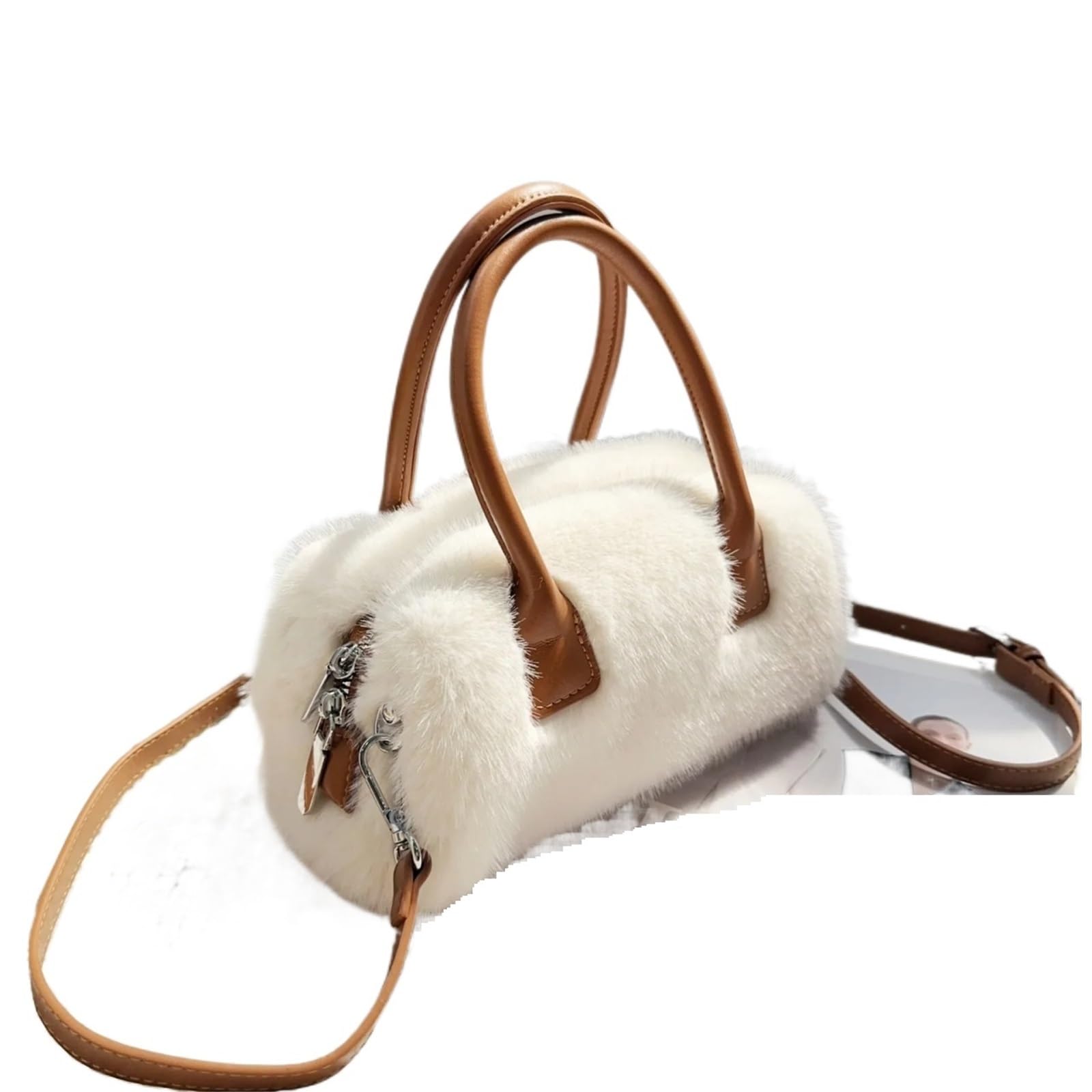 Borsa a mano invernale in pelliccia sintetica, semplice, tinta unita, morbida e soffice, con tracolla, for donna, manico corto borsa tote Borsa Tote Fuzzy da Donna
