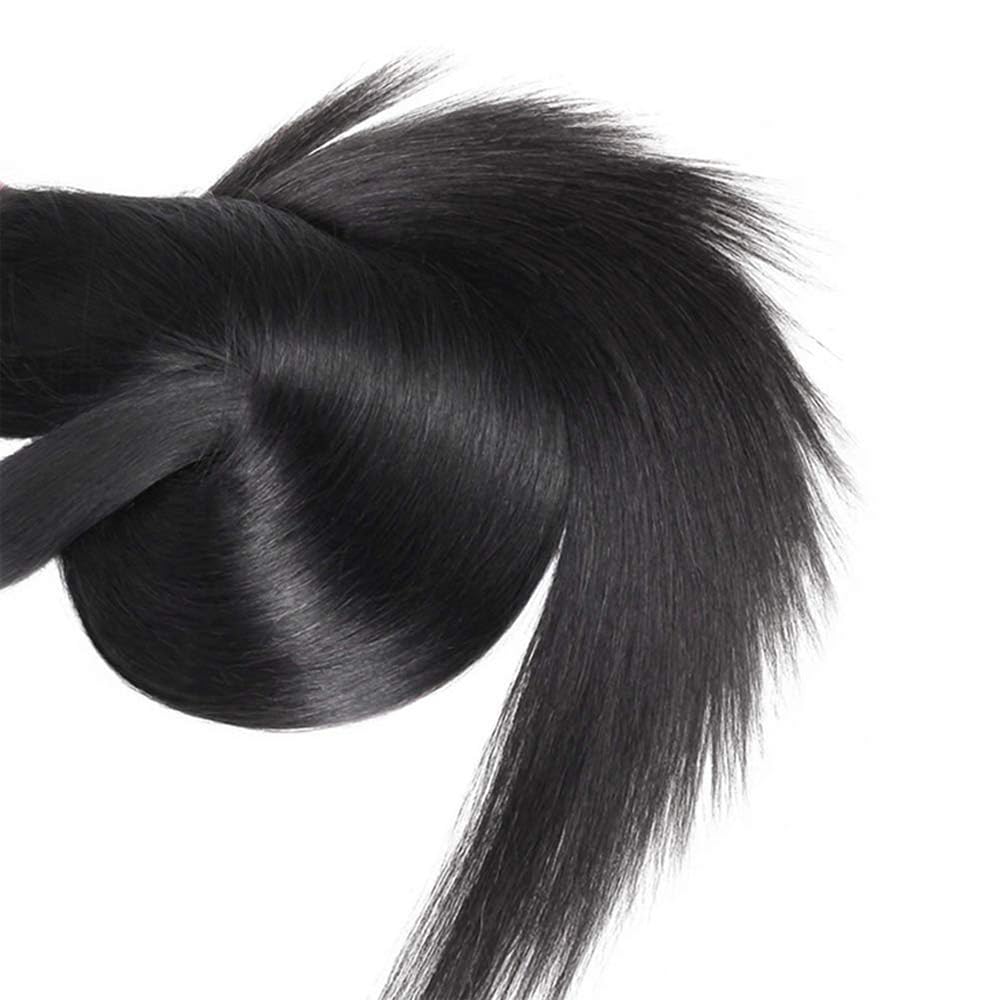 Tessuto Capelli Brasiliani Natural Black Bundles Human Hair Extension Machine Double Weft Weave Straight Human Hair Tessuto Capelli Naturali 50g/Bundle 2 Bundles 32 32 Pollice