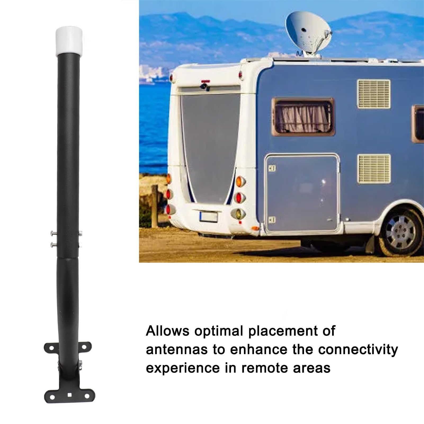 Monture Support D'antenne Réglable, Kit de sur Poteau en J D'antenne Satellite pour Installation sur Poteau ou au Mur ou sur le Toit, Compatible avec V2