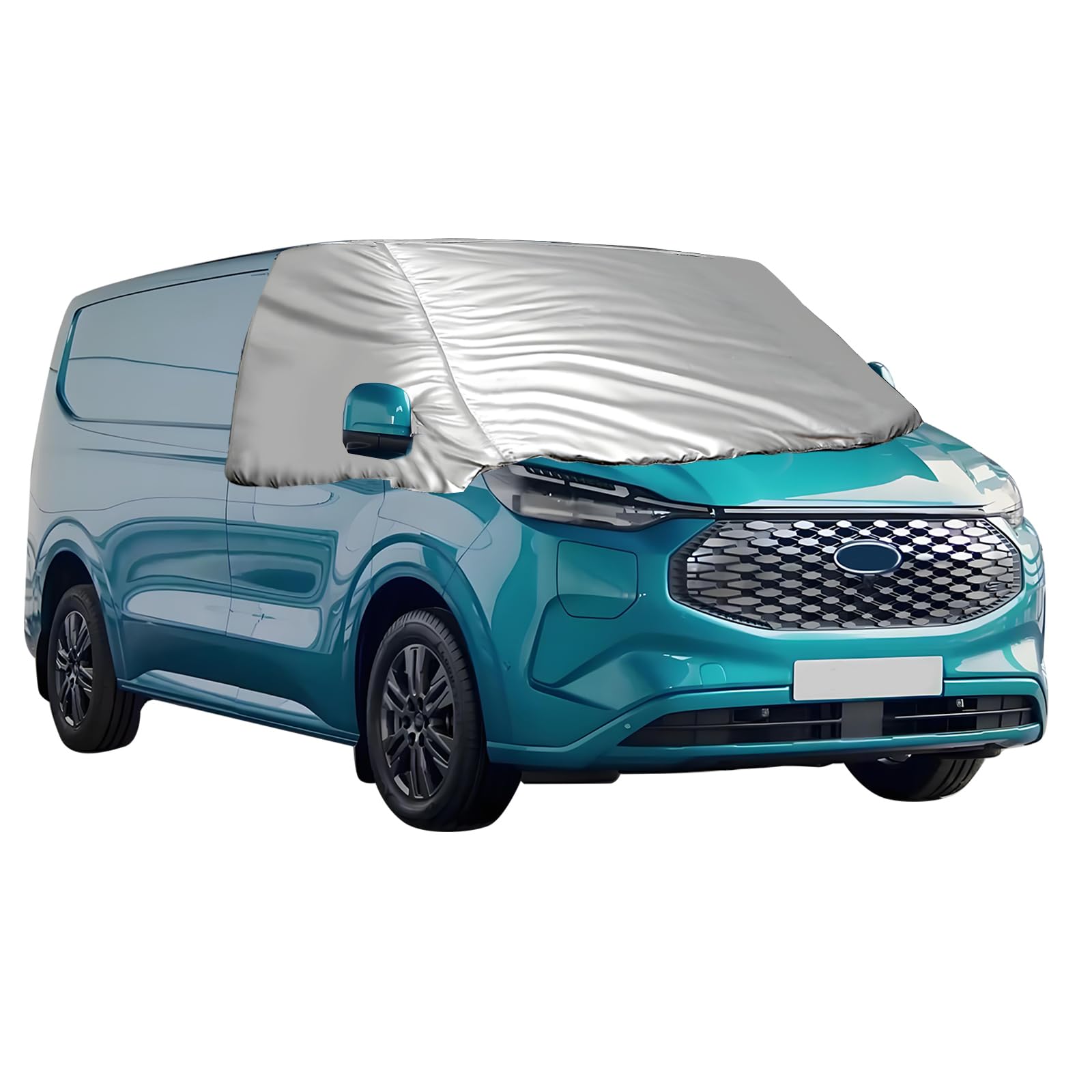 Windschutzscheibenabdeckung für Ford Transit Custom 2012-2022, Silber, faltbar, wetterfest, UV-Frost-Schnee-Eisschutz