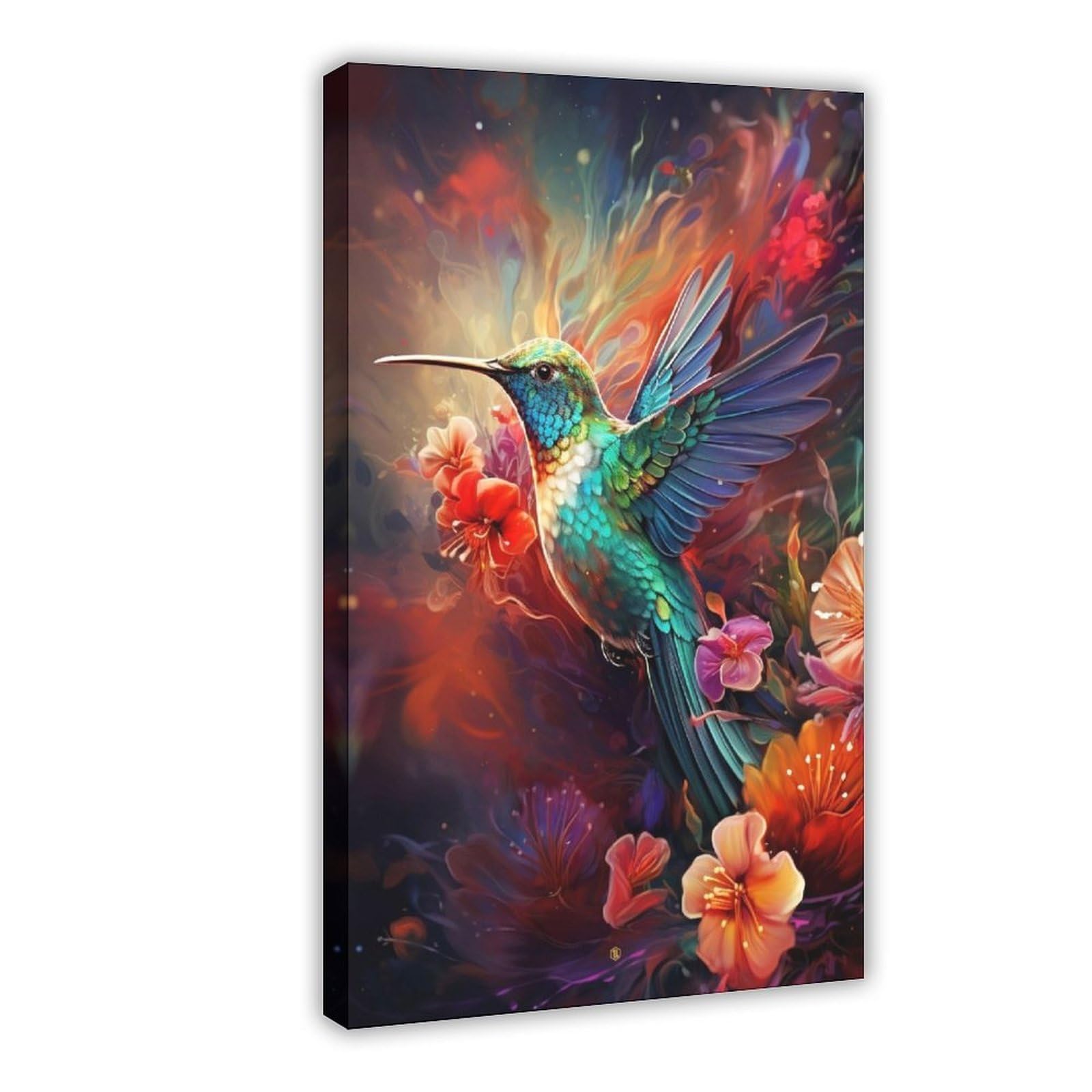 Qnvjqkdsi Frame Hummingbird Poster, Animal Art Canvas Poster Bedroom Decor Landscape Office Room Decor Gift 16" L X 24" W