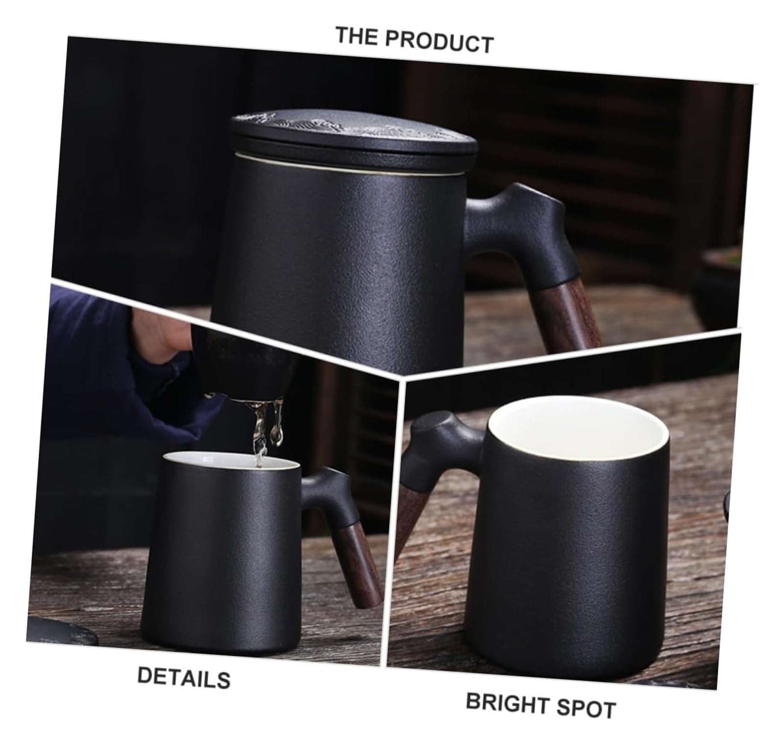 Taza infusora de té, 1 juego de tazas de filtro de cerámica para hombres, vaso con tapa, vaso de viaje, taza de filtro de té, taza de té con filtro, taza de té con filtro, taza de té, taza de filtro