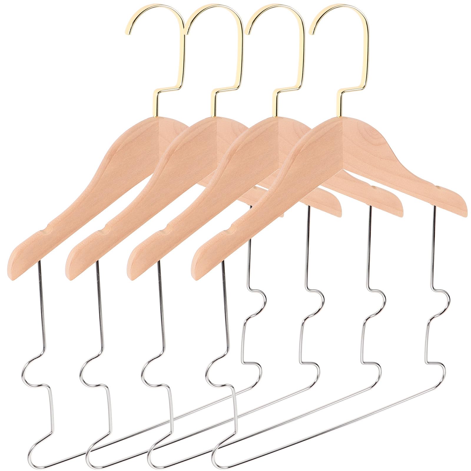 Genérico Perchas de Madera Resistentes Daños Juego de 4 para Ropa Infantil Diseño Antiencrespamiento para Uso Personal o Tiendas de Ropa
