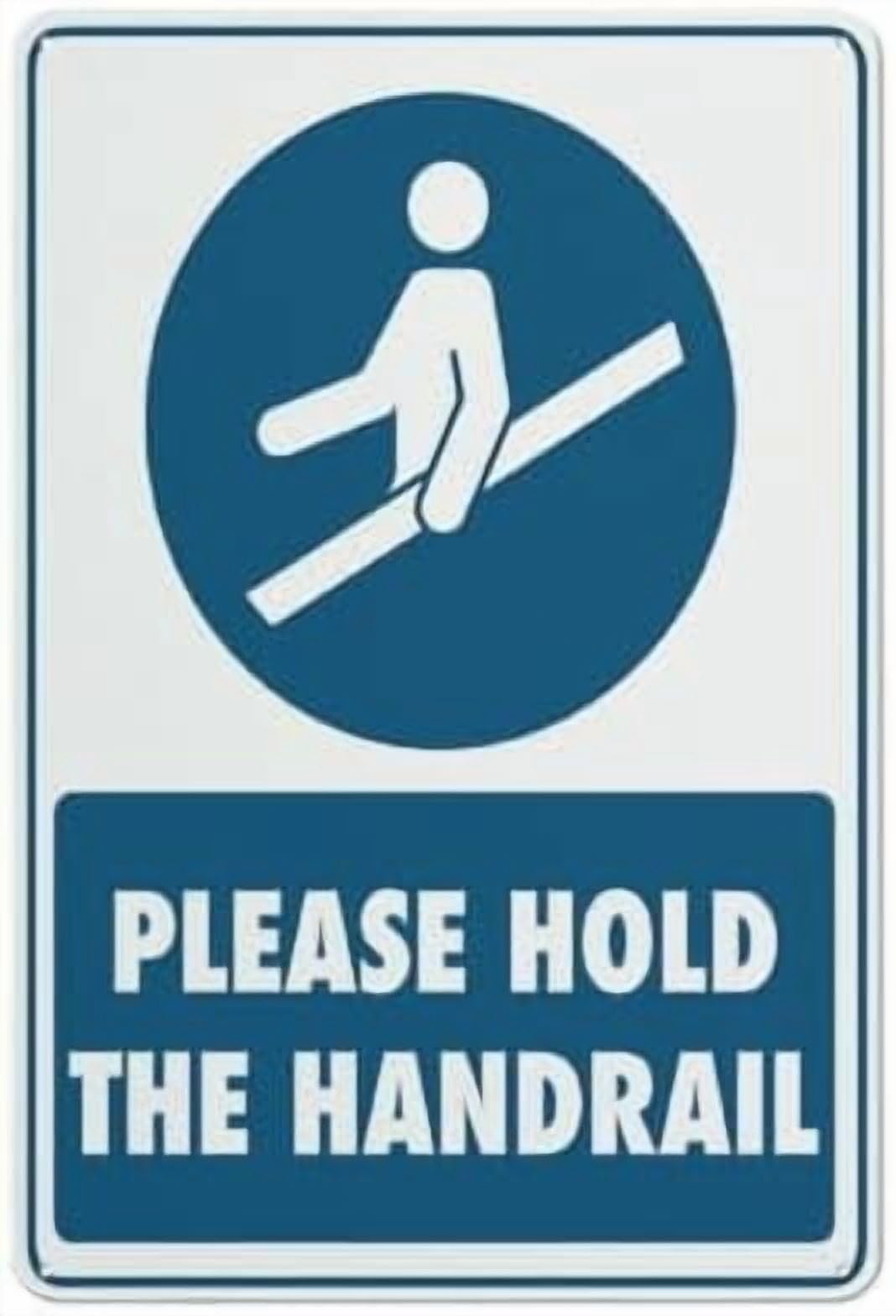 (2-Pack) Metal Tin Sign Please Hold The Handrail Sign For House Door Office Yard,Rust Free Sign - 12"" X 8""