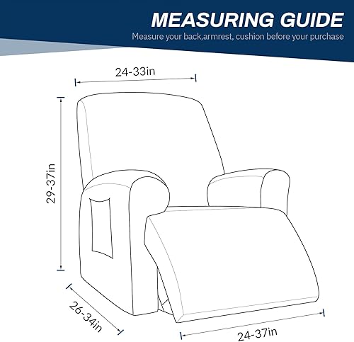 Miniatura 55 de Asnomy Fundas para sillas reclinables con bolsillos, funda elástica de terciopelo para sofá reclinable, 1 pieza, protector de muebles para perros