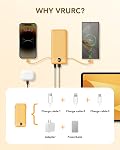 10000mAh Portable Charger with Built-in Cables & AC Wall Plug | USB C Power Bank, Compact Lightweight External Battery Pack for iPhone Smart Phone etc-Orange