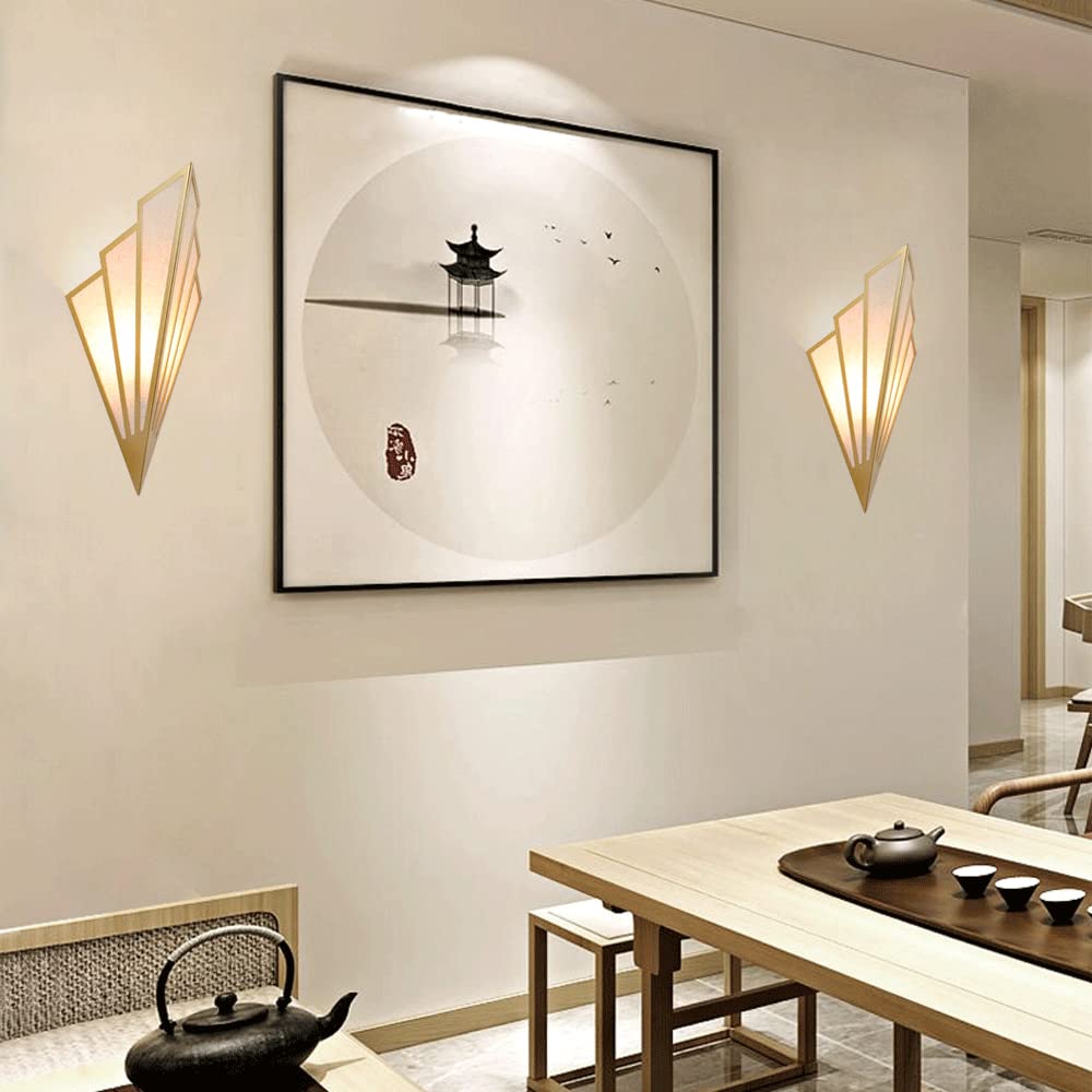 Apliques de pared Art Deco para interiores Lámpara de montaje en pared en forma de abanico, pantalla de lino antiguo Lámpara de pared con enchufe E14 Accesorio de iluminación para sala de estar Dormit