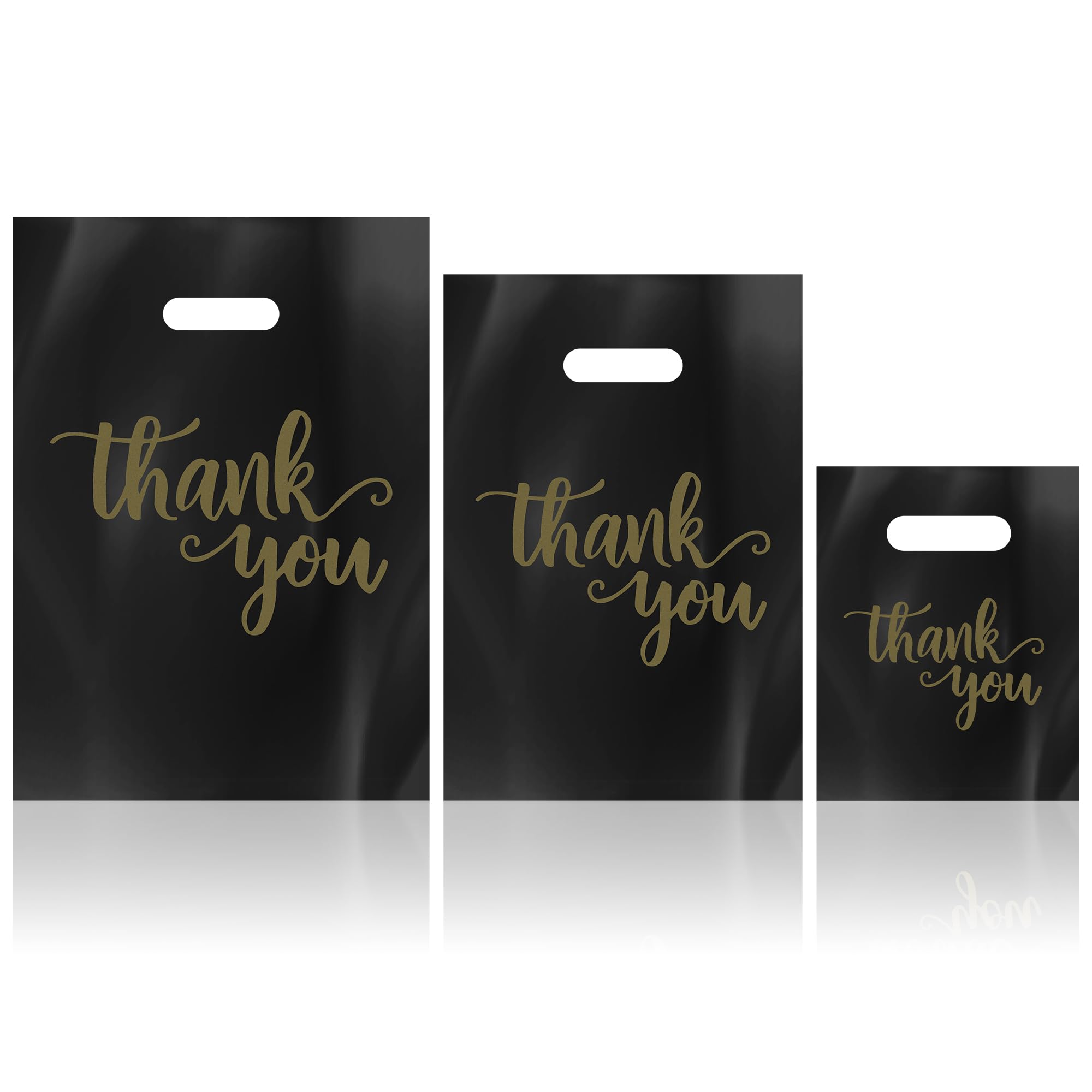200 szt. torebek na zakupy z podziękowaniami dla małych firm z uchwytami, 3 rozmiary Iclude 30 x 25 cm, 200 x 18 cm, 19 x 14 cm, torby na zakupy detaliczne na pokazy rzemieślnicze, ubrania,