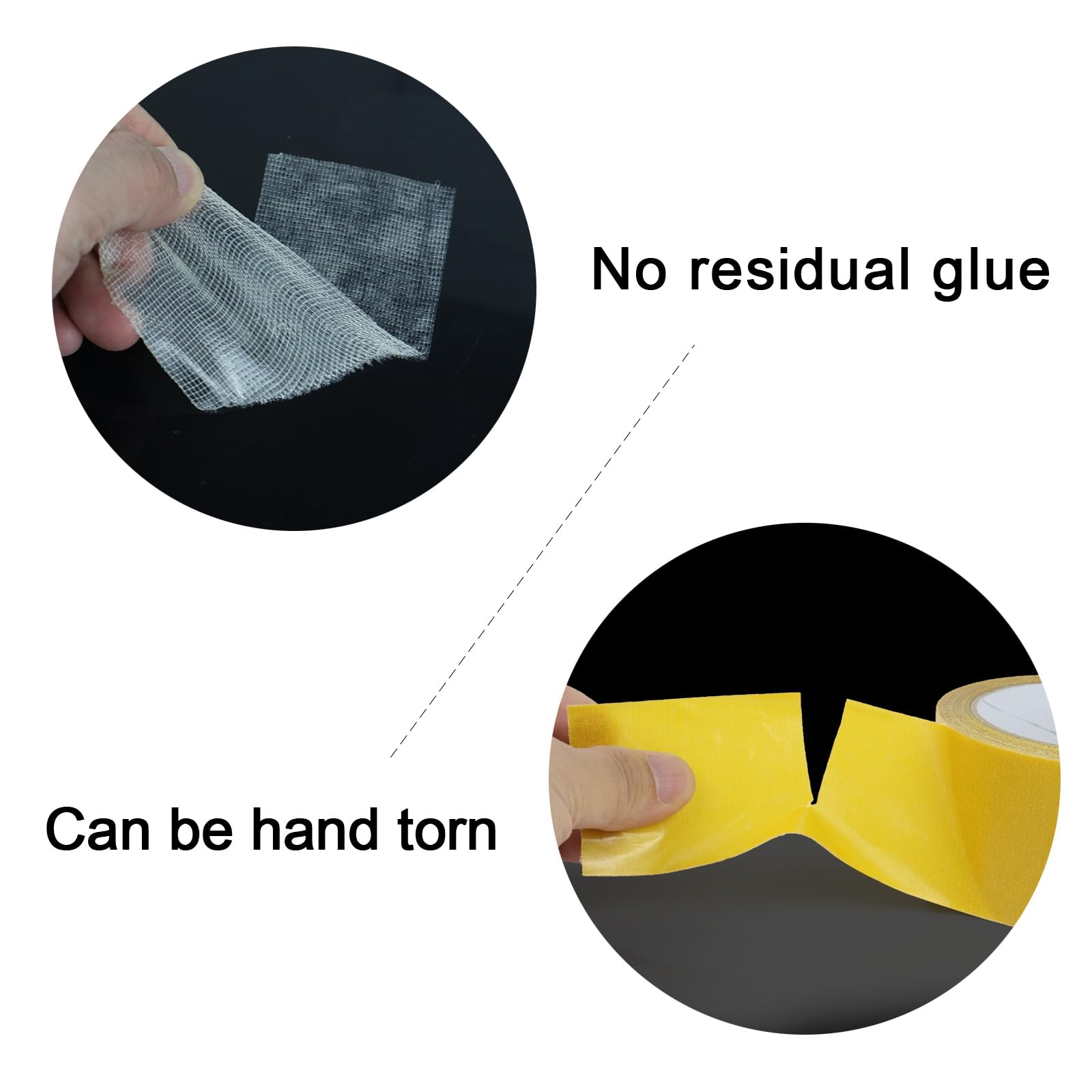 BOMEI PACK Lot de 3 rouleaux de ruban adhésif double face en papier jaune 50 mm x 20 m pour tapis, sol, décoration murale et loisirs créatifs
