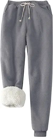 Flygo Women's Winter Warm Fleece Joggers Pants Sherpa Lined Athletic Active Sweatpants