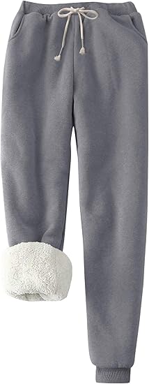 Flygo Women's Winter Warm Fleece Joggers Pants Sherpa Lined Athletic Active Sweatpants
