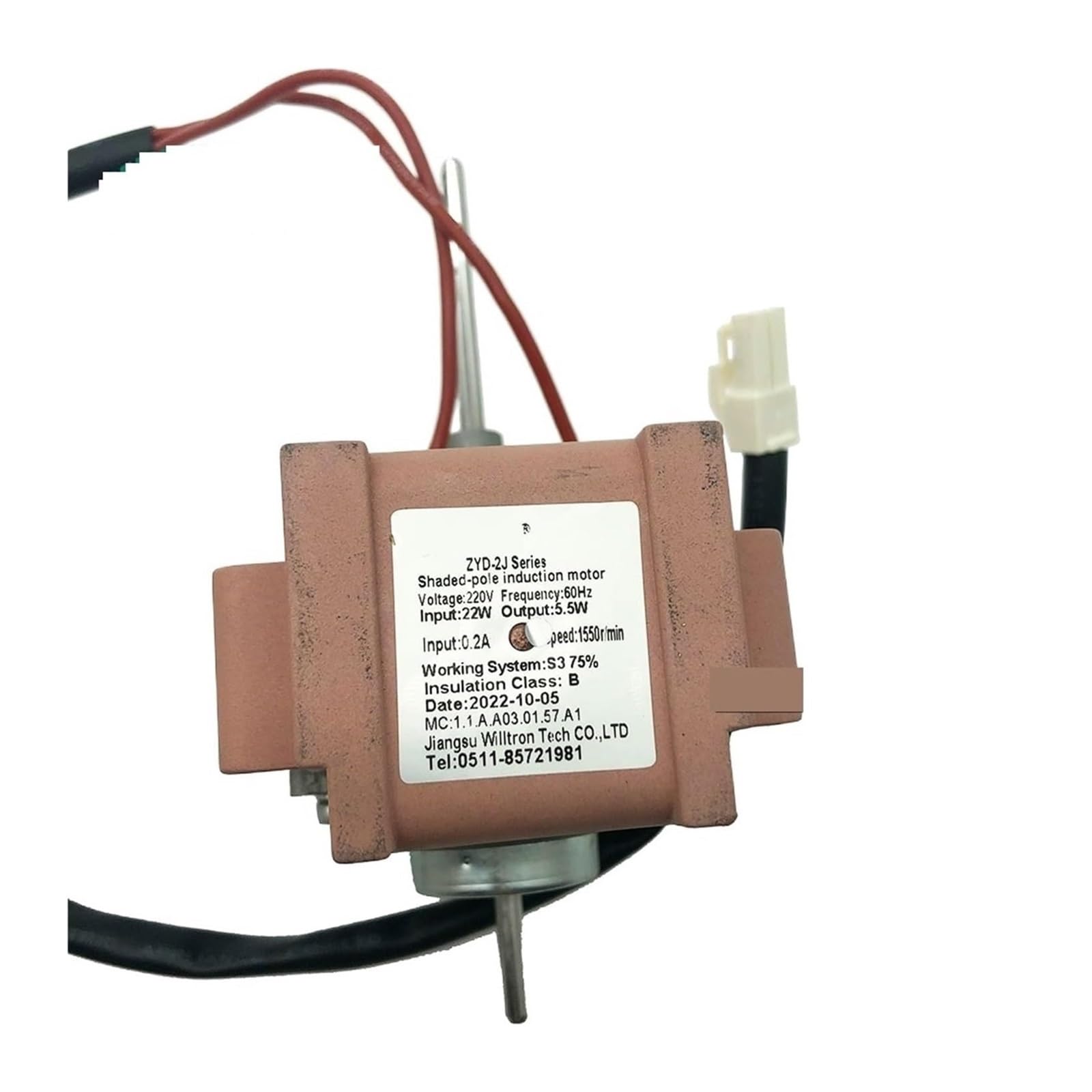 Ventilador de refrigeración de la serie ZYD-2J Entrada 22 W Salida 5 W 1550 RPM 220 V Ventilador del congelador Motor de inducción de polos sombreados Ventilador Reezer de polos sombreados