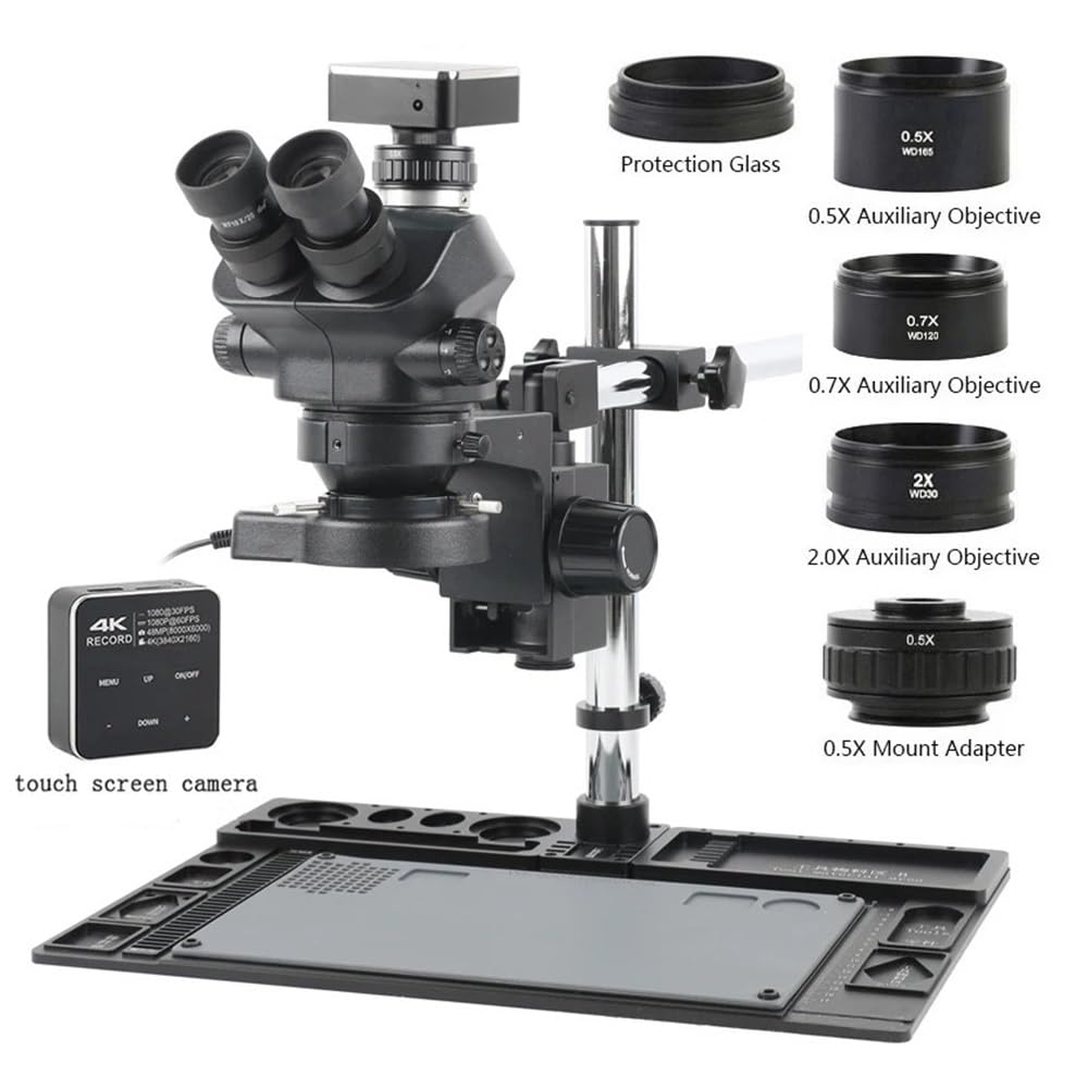 Akcesoria do mikroskopu laboratoryjnego 3.5X-50X 100X Simul-Focus 7050 Kamera z ekranem dotykowym Mikroskop Stereofoniczny Aluminiowy stół warsztatowy