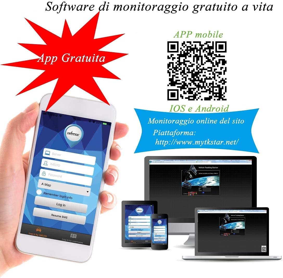 GPS Tracker Anti-perso Localizzatore GPS con Allarme Geo-Fence Impermeabile GPS Tracciatore di Posizione APP Gratuita per Auto/Veicoli/Camion/Moto 5000mAh 90 Giorni in Standby