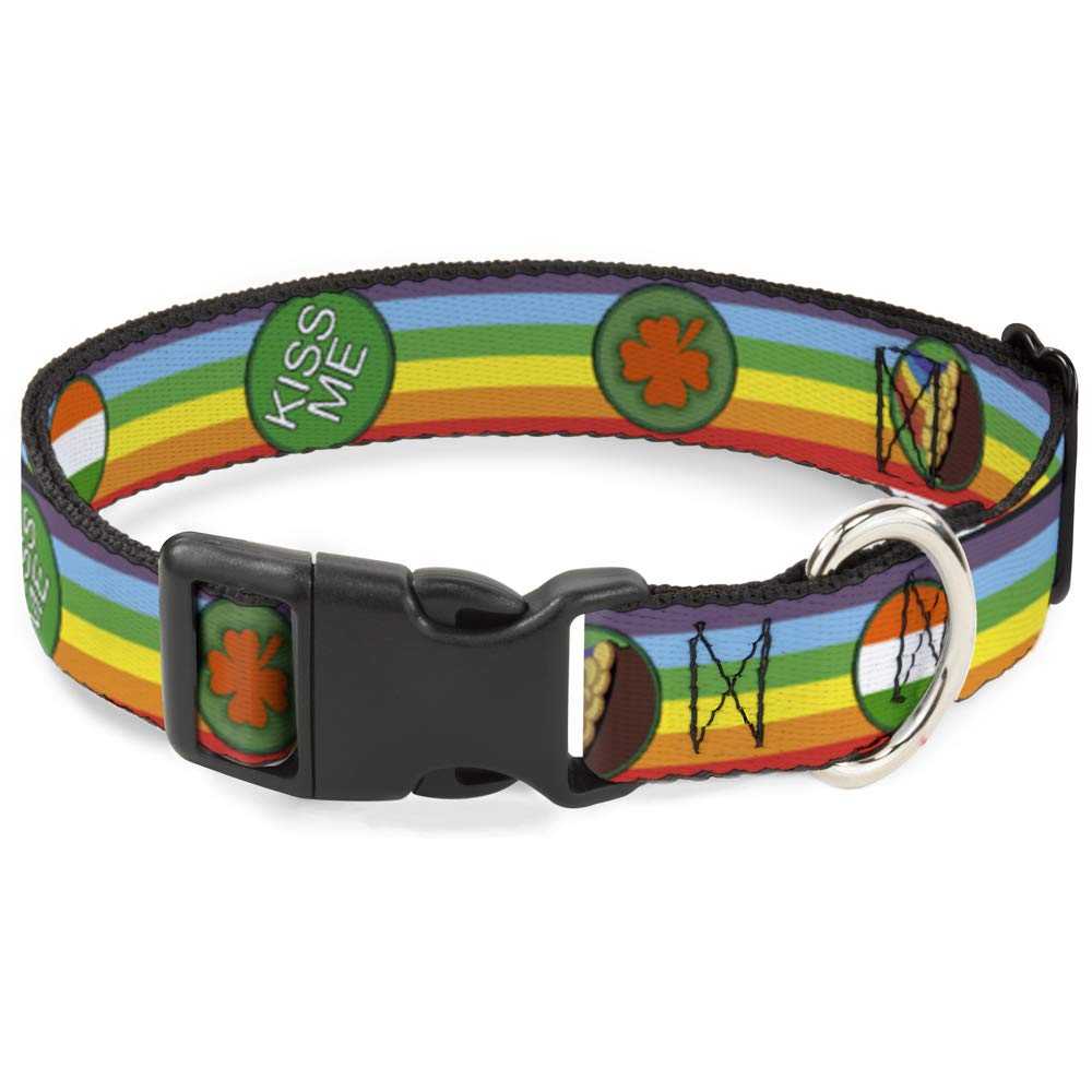 Collar de arcoíris Buckle Down ajustable para perros que escapan de collares fijos
