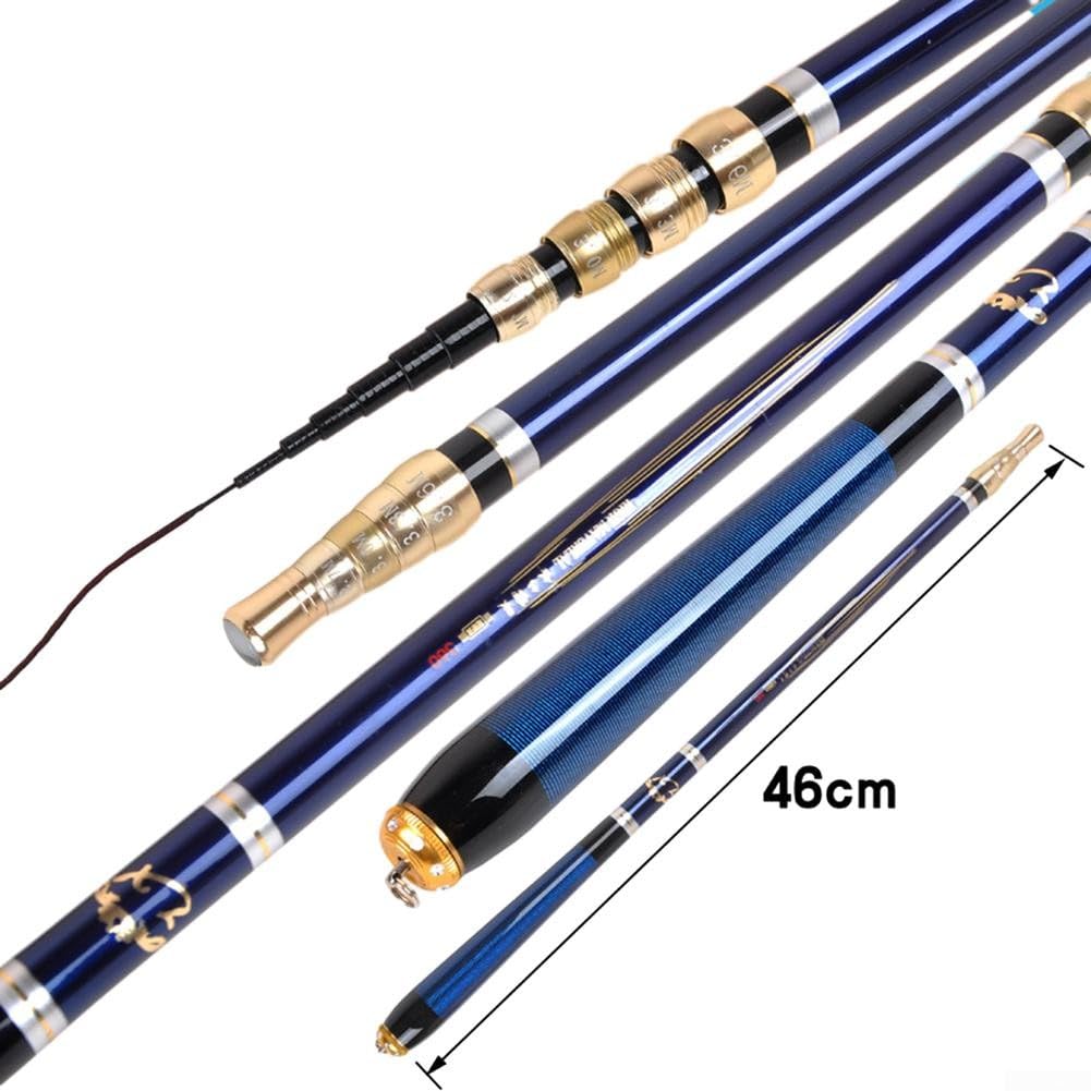 DAZZLEEX Cañas de pescar telescópicas de 1000 g, fibra de carbono, 3.6M-6.3M, poste de posicionamiento de poste de corriente ultra corto, cuatro posicionamientos