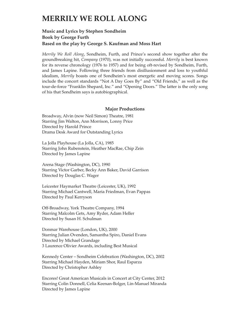 Merrily We Roll Along: Vocal Selections Revised Edition | Piano Vocal Sheet Music from 2023 Broadway Revival | Sondheim Musical Songbook for Singers and Pianists | Theatre Score with Added Songs