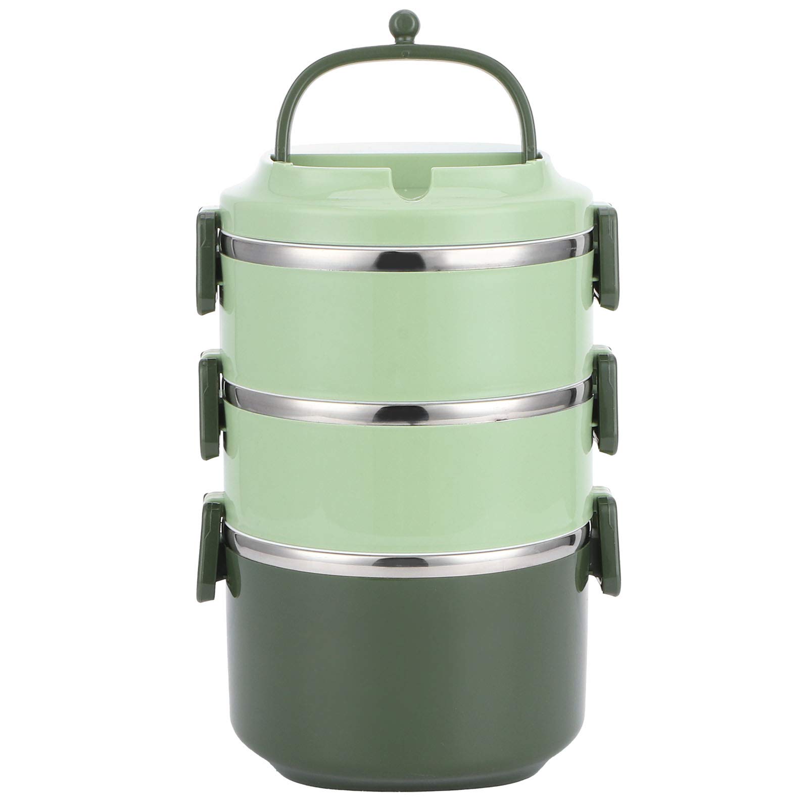 Eujgoov Acciaio Inossidabile Impilabile, Contenitore per il Pranzo in Acciaio Box, Contenitore per Snack con Perdite Lunch Box/contenitore per Alimenti, (3 strati verdi)