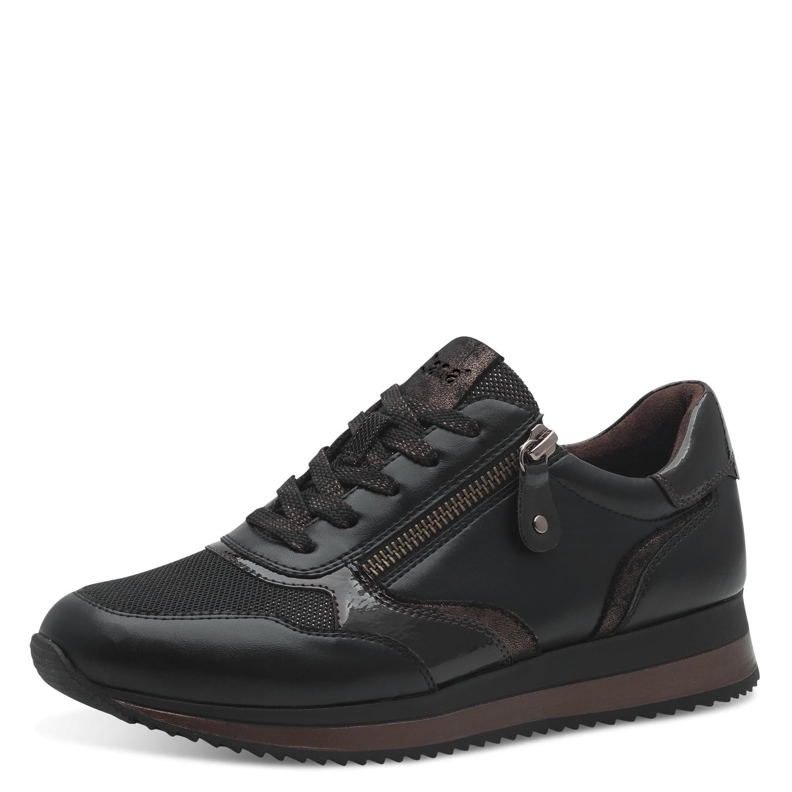 Jana Women’s Flat Sneakers with Zip Vegan, Black/Bronze, 6,5 UK