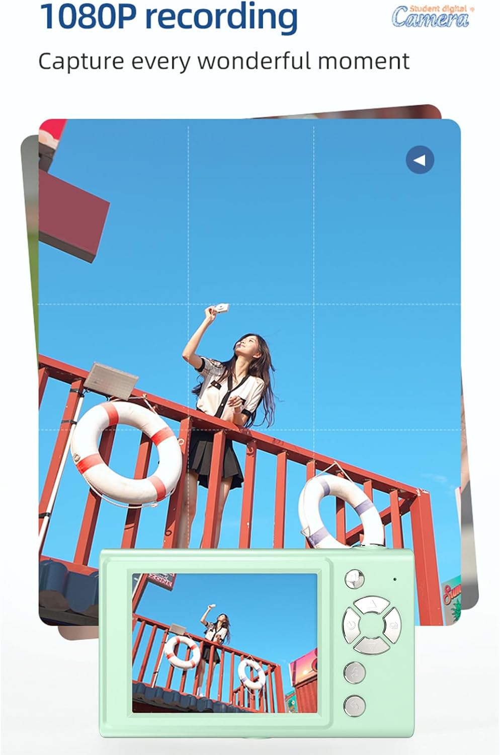 Andoer 48MP Digital Camera screen displaying a 1080P video recording scene.