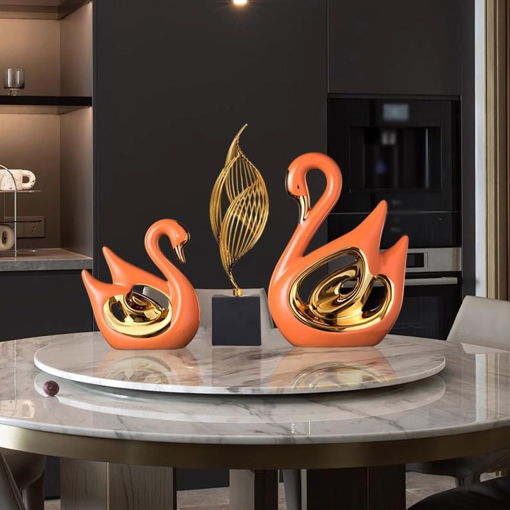 Adornos De Cerámica Sala De Estar, TV, Vinoteca, Pareja, Cisne, Decoración De Cerámica, Mesa De Entrada, Decoración Statues For Home Decor