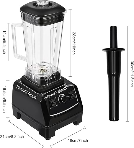 Miniatura 6 de Licuadora para licuar, licuadora negra de 2200 W para batidos y batidos, función de autolimpieza, con 3 engranajes y 6 cuchillas de acero