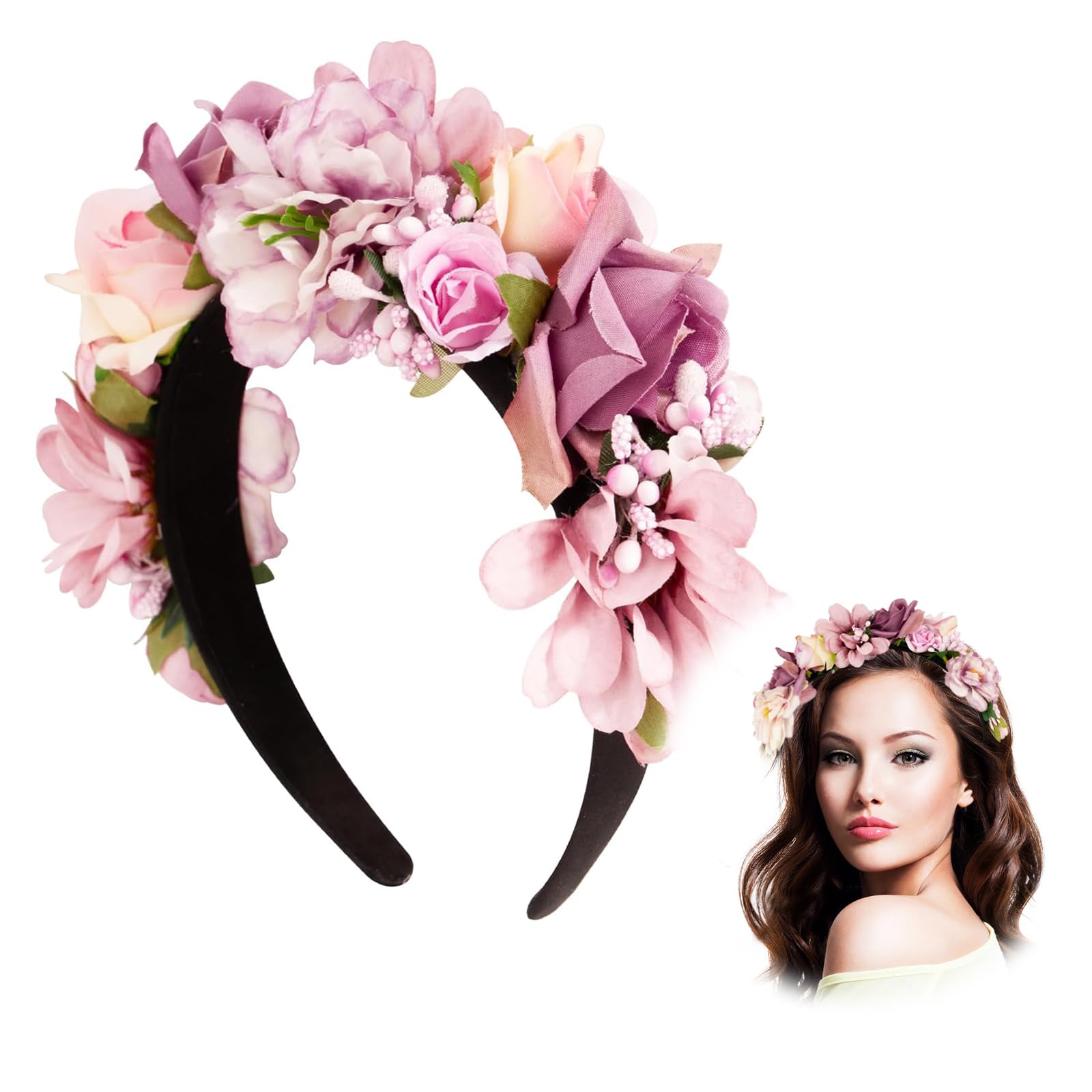 Copricapo per capello con fiore, Fascia per capello corona fiori, Archetto ghirlanda floreale, Boho Sposa