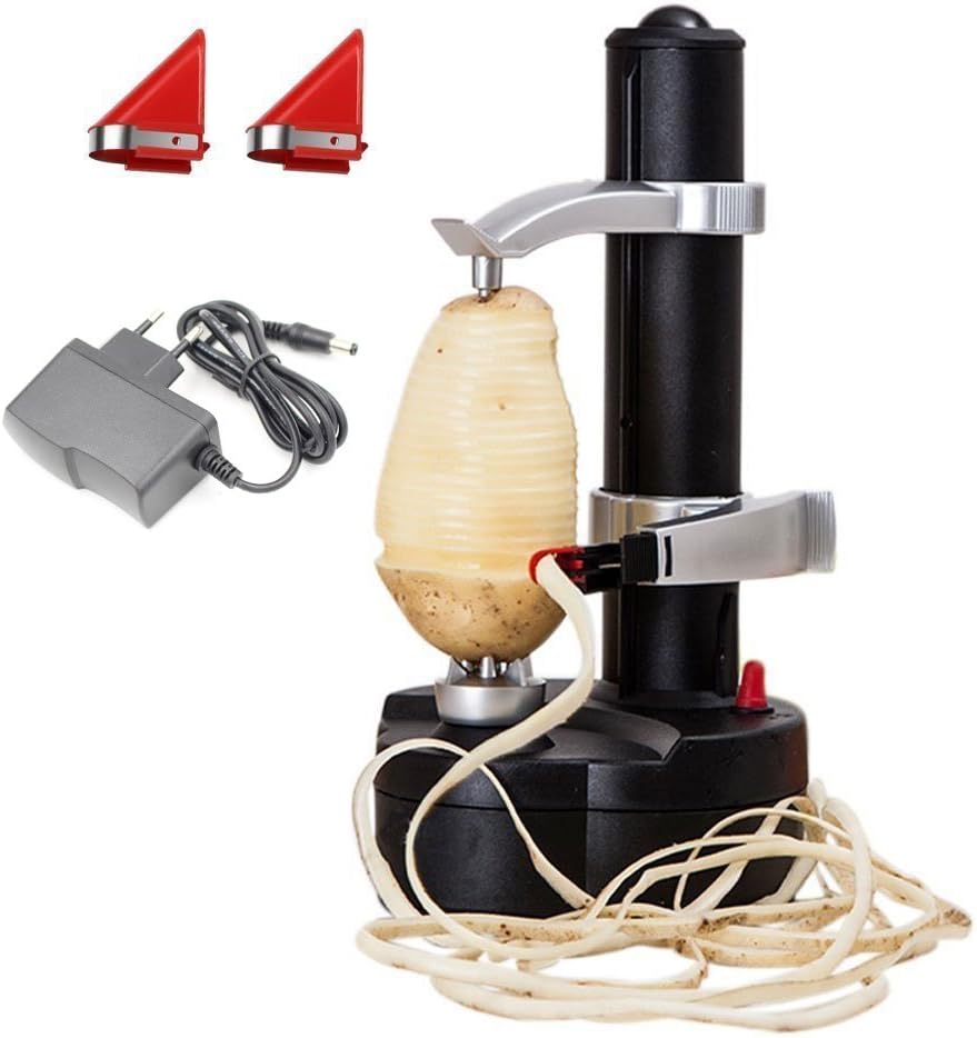 Malayas KKWLELEL Electric Potato Peeler [2 Extra Blades] Automatic Rotary Fruit Vegetable Cutter